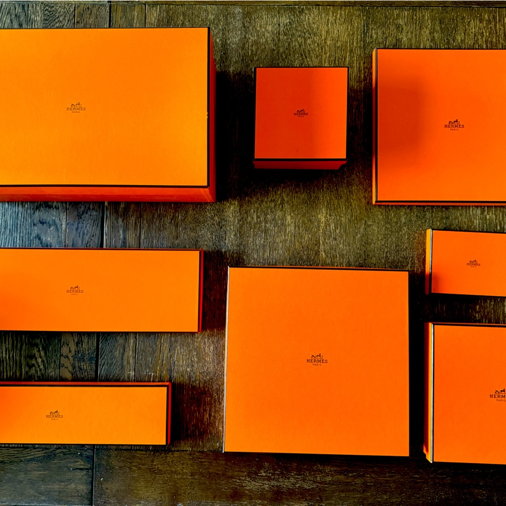 MINT condition assortment of Hermes boxes.